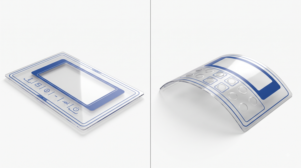 Polycarbonate and polyester graphic overlay material comparison