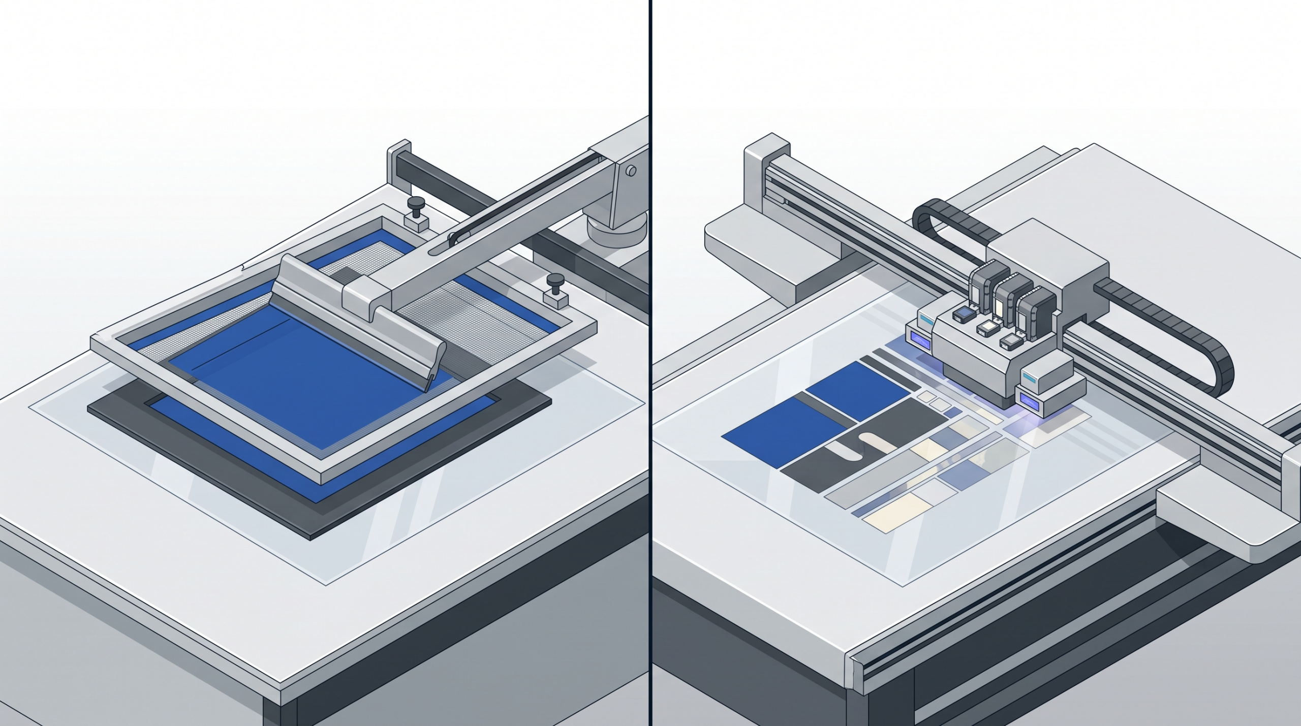 Screen printing and UV digital printing processes for graphic overlays